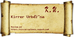 Kirrer Urbána névjegykártya